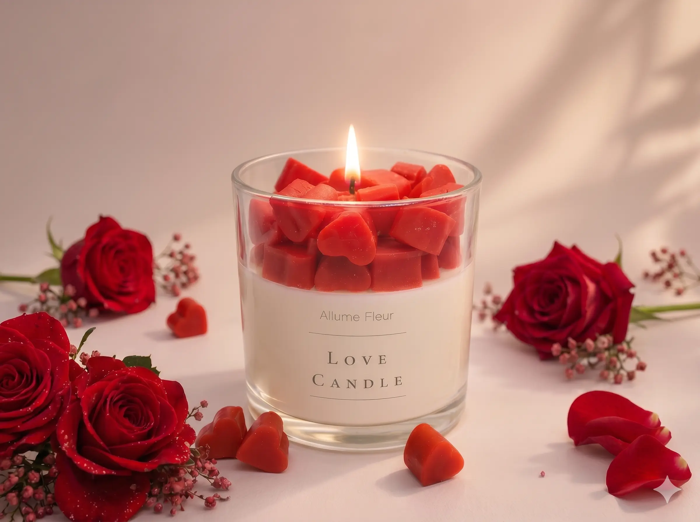 Coleção Love — Love Candle com corações vermelhos